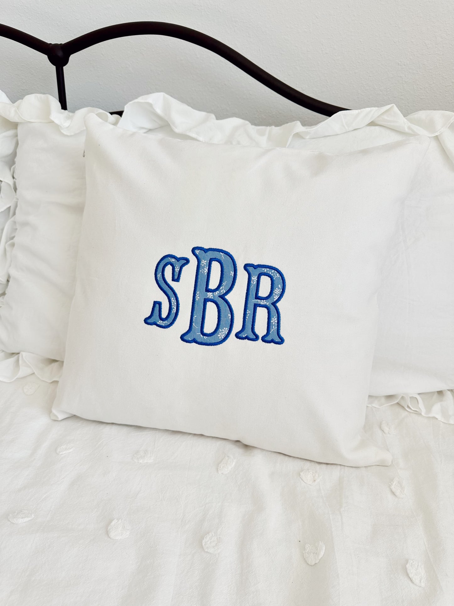 The “Collins” Applique Initial Pillow Cover