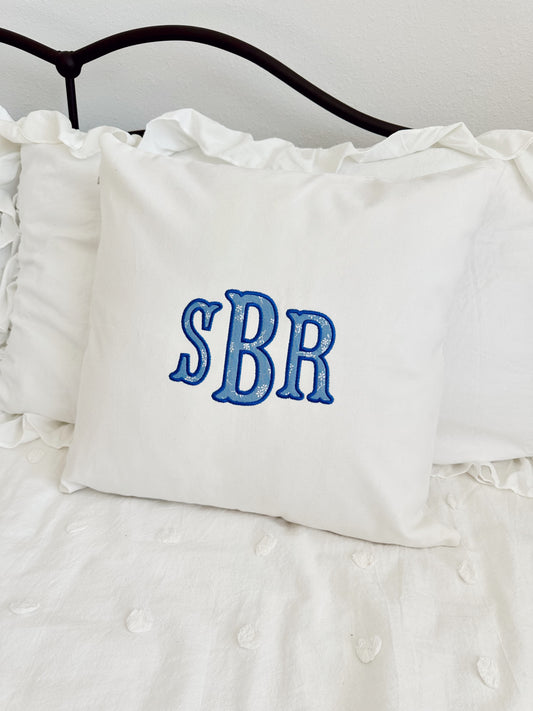 The “Collins” Applique Initial Pillow Cover